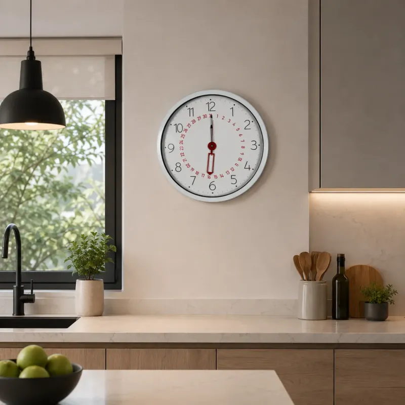 Beyaz Metal Duvar Saati 40 cm · Model 40T04W