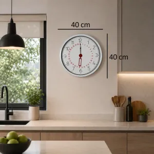 Beyaz Metal Duvar Saati 40 cm · Model 40T04W