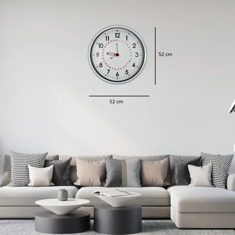 Beyaz Metal Duvar Saati 52 cm · Model 52T05W
