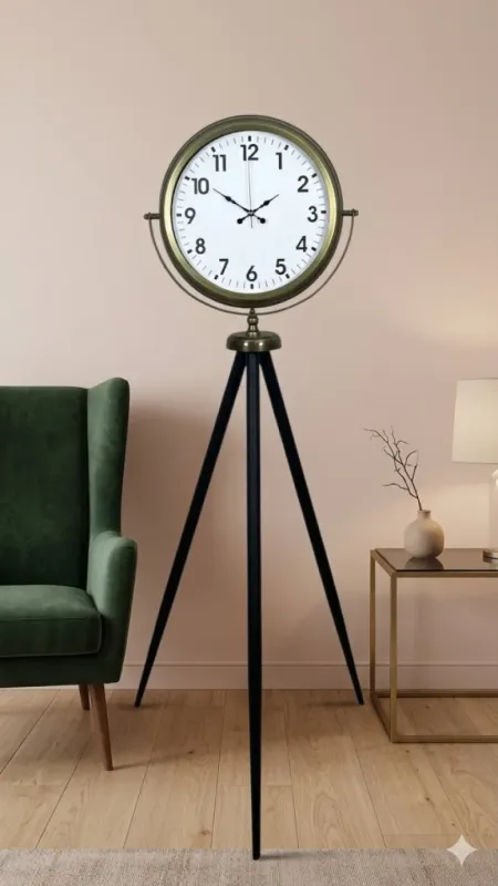 Eskitme Metal Ayaklı Tripod Saat 150 x 45 cm · Model AS-4001E