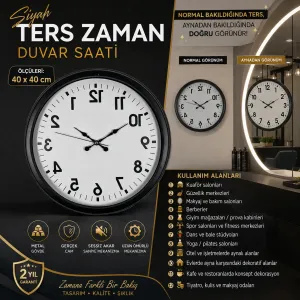 Siyah Metal Duvar Saati 40 cm · Model 40R01B