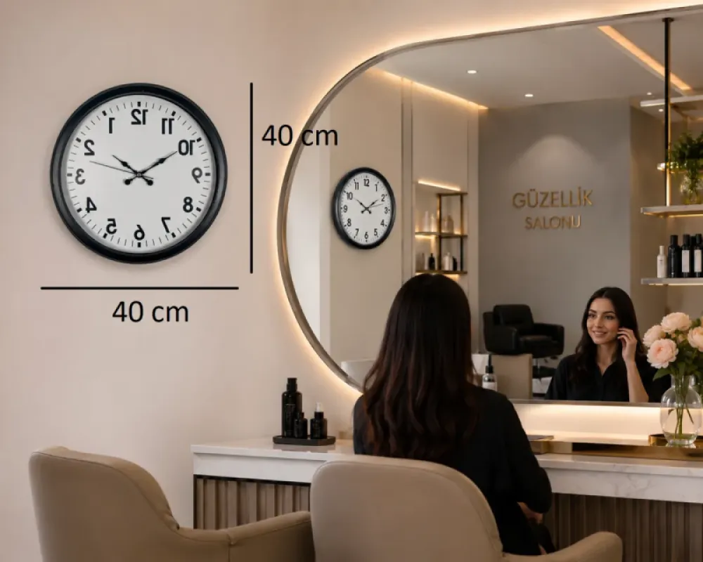 Siyah Metal Duvar Saati 40 cm · Model 40R01B