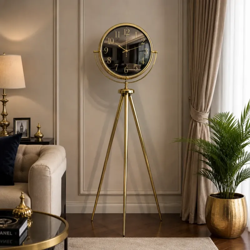Aynalı Gold Metal Ayaklı Tripod Saat 150 x 45 cm · Model AS-A4001GG