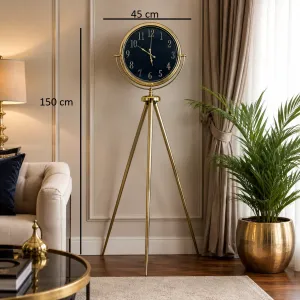 Aynalı Gold Metal Ayaklı Tripod Saat 150 x 45 cm · Model AS-A4001GG