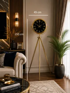 Aynalı Gold Metal Ayaklı Tripod Saat 150 x 45 cm · Model AS-A4051GG