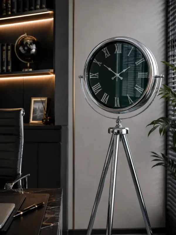 Aynalı Krom Metal Ayaklı Tripod Saat 150 x 45 cm · Model AS-A4051KK