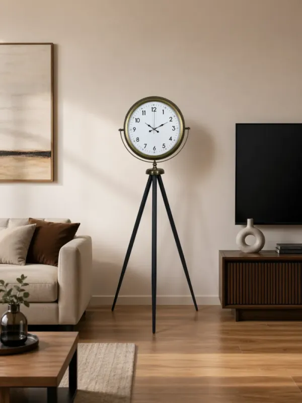 Eskitme Metal Ayaklı Tripod Saat 150 x 45 cm · Model AS-4005E