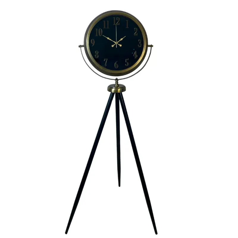 Aynalı Retro Görünümlü Eskitme Metal Ayaklı Tripod Saat 150 x 45 cm · Model AS-A4001E