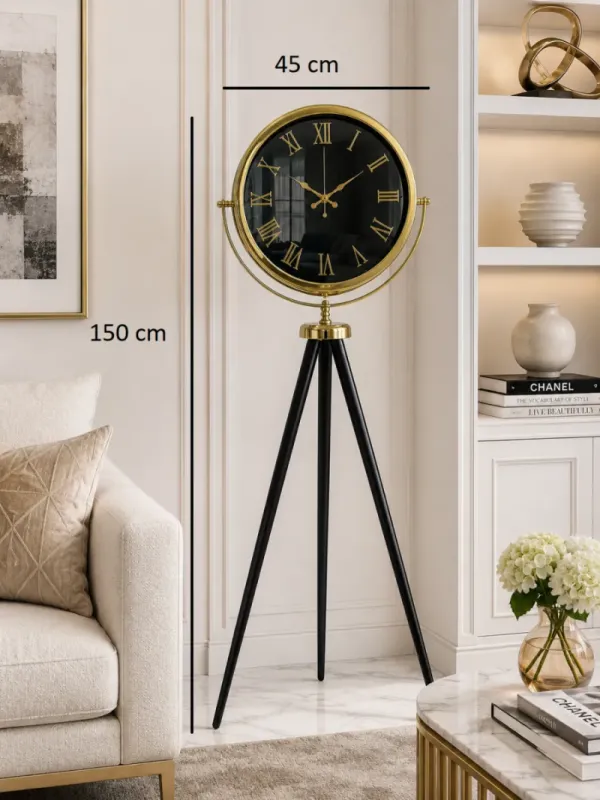Roma Rakamlı Gold Metal Ayaklı Tripod Saat 150 x 45 cm · Model AS-A4051G