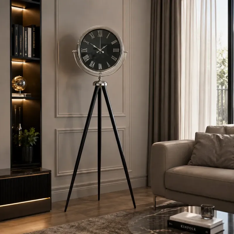 Aynalı Krom Metal Ayaklı Tripod Saat 150 x 45 cm · Model AS-A4051K