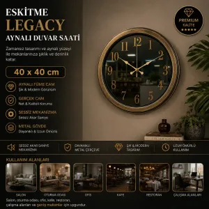 Aynalı Eskitme Metal Duvar Saati 40 cm · Model A4001E