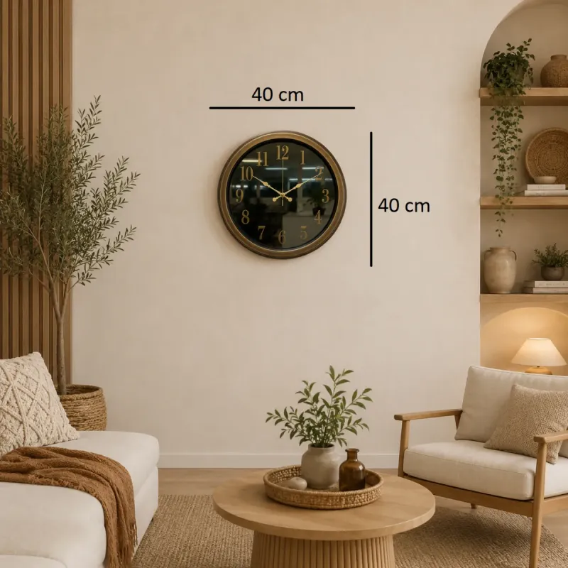 Aynalı Eskitme Metal Duvar Saati 40 cm · Model A4001E