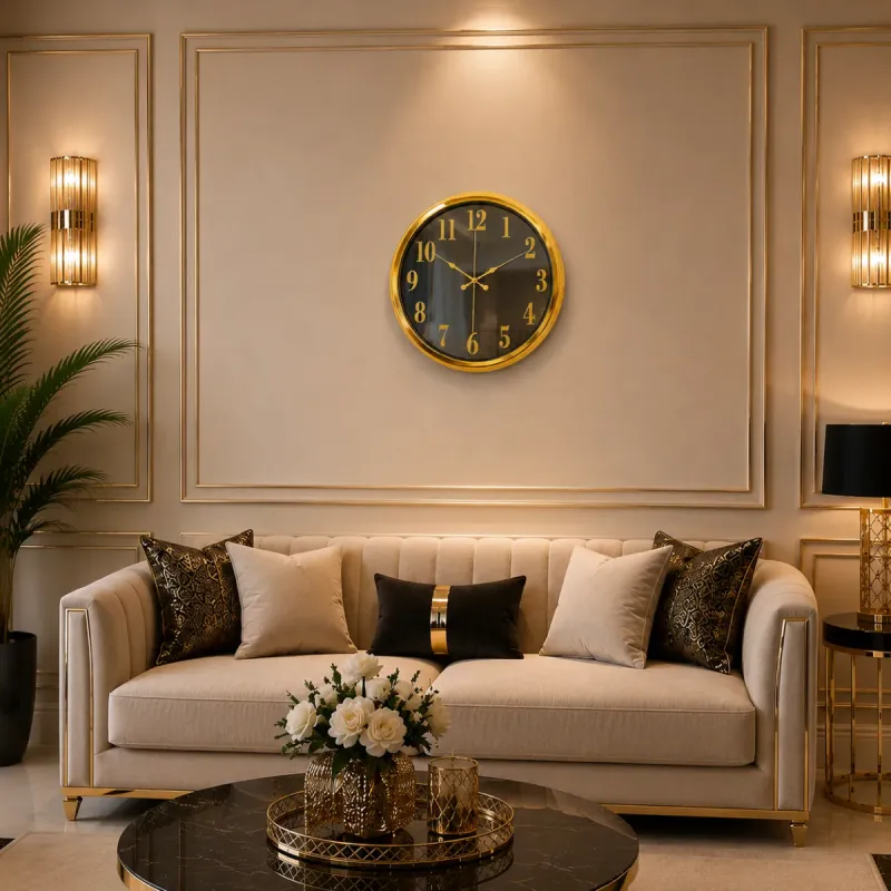 Aynalı Gold Metal Duvar Saati 40 cm · Model A4001G