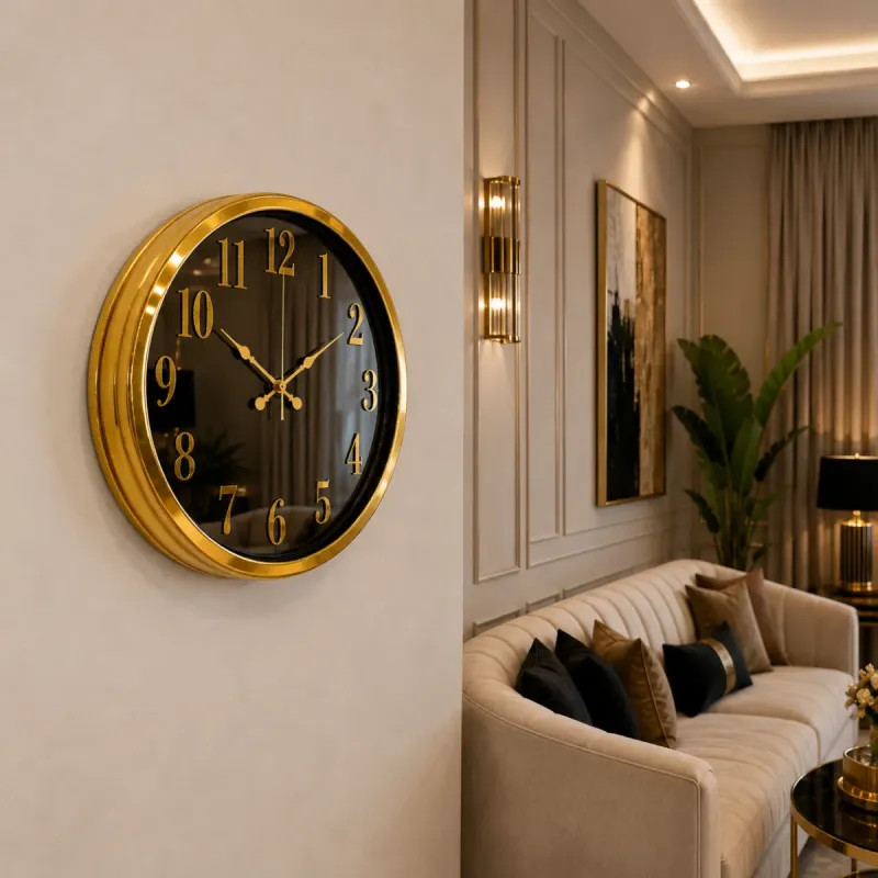 Aynalı Gold Metal Duvar Saati 40 cm · Model A4001G