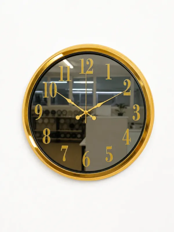 Aynalı Gold Metal Duvar Saati 40 cm · Model A4001G