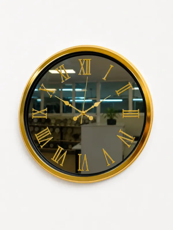 Aynalı Gold Metal Duvar Saati 40 cm · Model A4051G