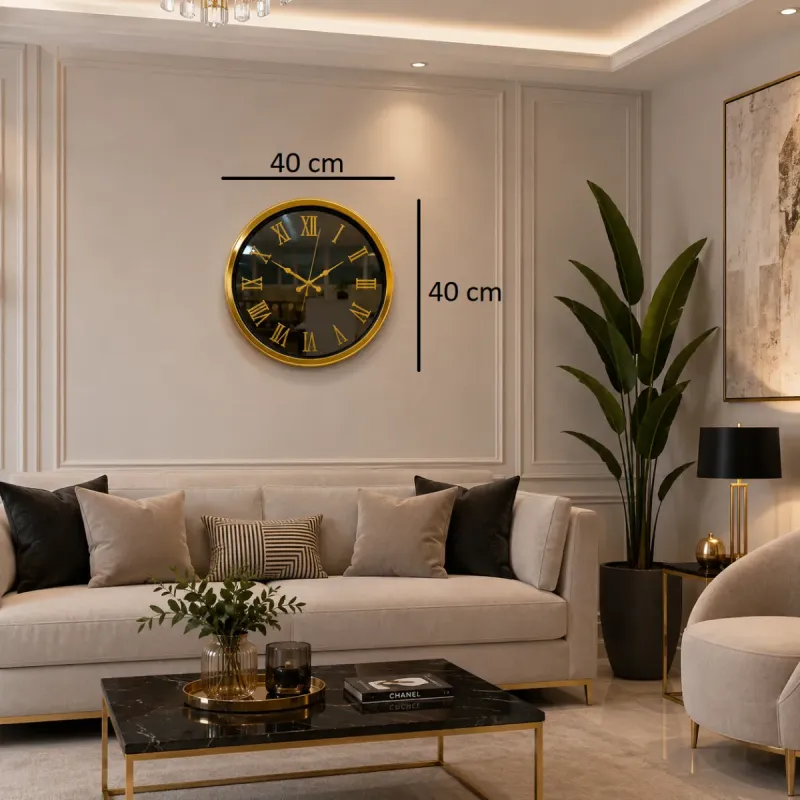 Aynalı Gold Metal Duvar Saati 40 cm · Model A4051G