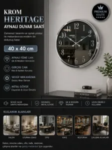 Aynalı Krom Metal Duvar Saati 40 cm · Model A4001K