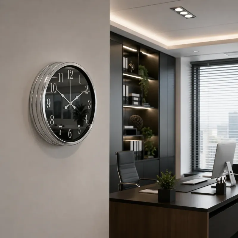 Aynalı Krom Metal Duvar Saati 40 cm · Model A4001K