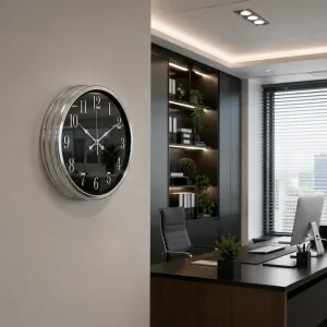 Aynalı Krom Metal Duvar Saati 40 cm · Model A4001K