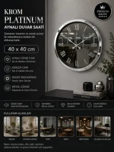 Aynalı Krom Metal Duvar Saati 40 cm · Model A4051K