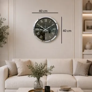 Aynalı Krom Metal Duvar Saati 40 cm · Model A4051K