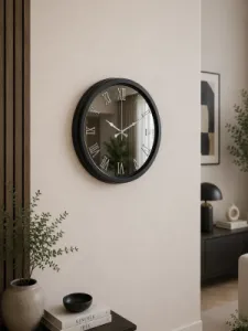 Aynalı Siyah Metal Duvar Saati 40 cm · Model A4051B