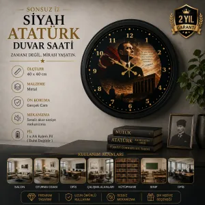 Siyah Metal Duvar Saati 40 cm · Model 4000B