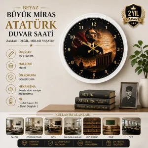 Beyaz Metal Duvar Saati 40 cm · Model 4000W