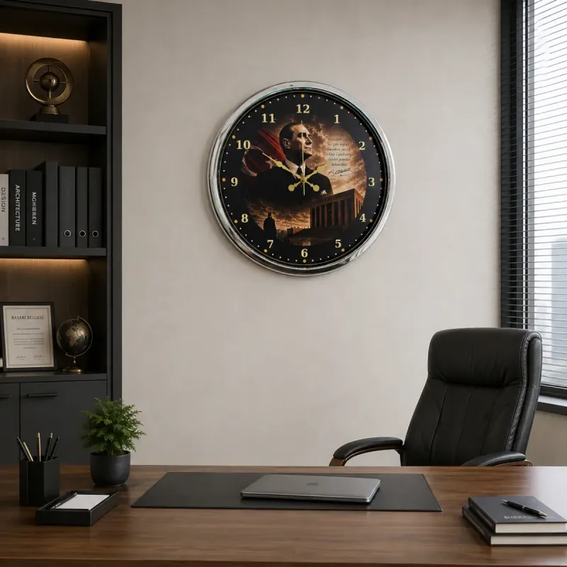 Krom Metal Duvar Saati 40 cm · Model 4000K