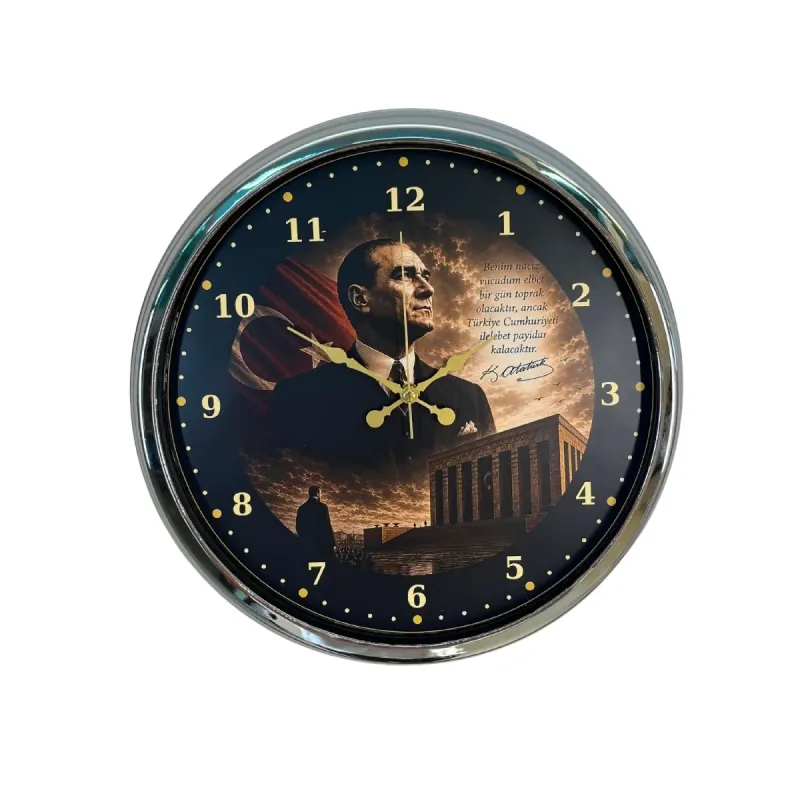 Krom Metal Duvar Saati 40 cm · Model 4000K