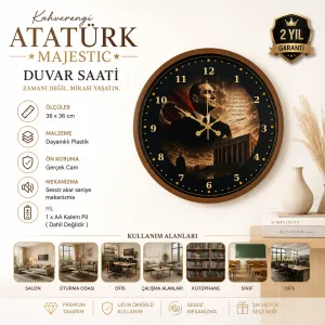 Kahverengi Plastik Duvar Saati 36 cm · Model PP-3600I