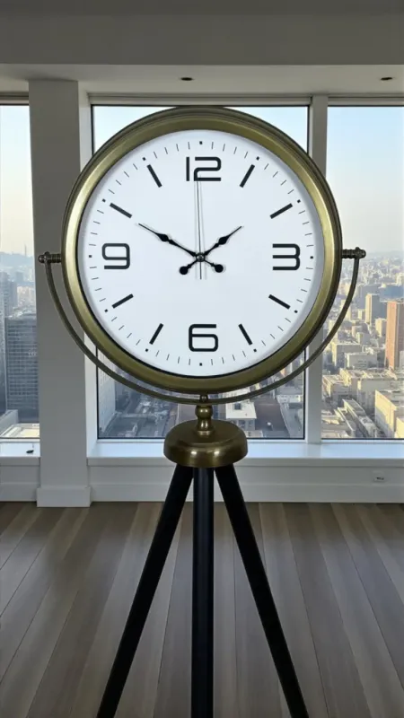 Retro Görünümlü Eskitme Metal Ayaklı Tripod Saat 150 x 45 cm · Model AS-4008E