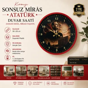 Kırmızı Plastik Duvar Saati 36 cm · Model PP-3600R