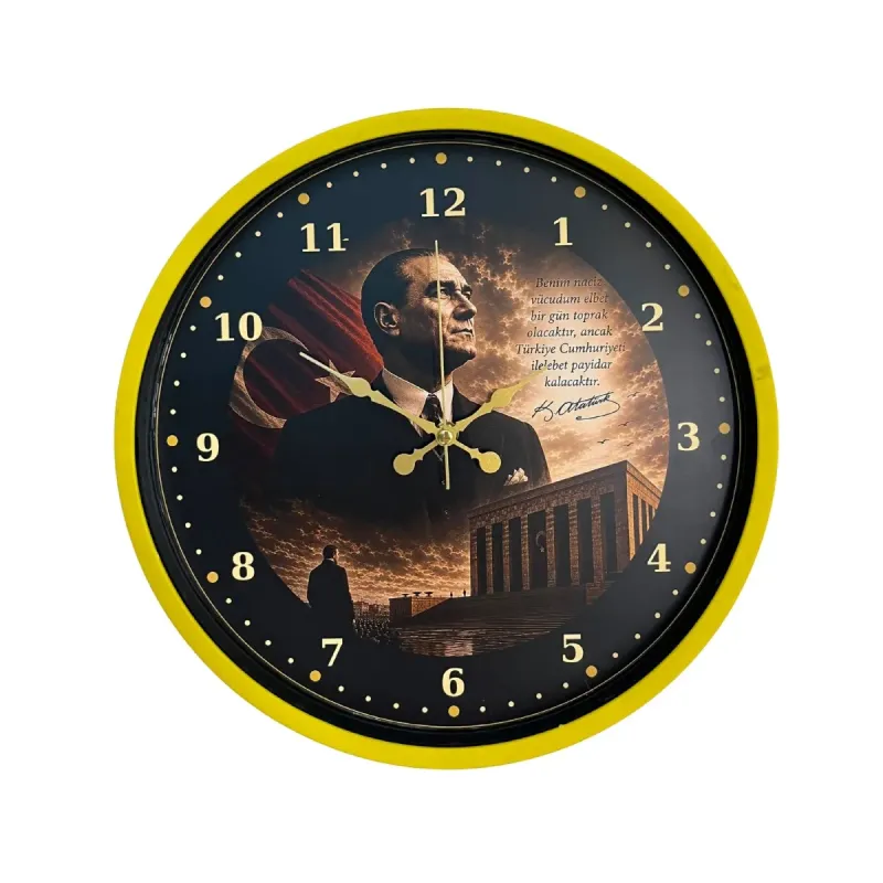 Sarı Plastik Duvar Saati 36 cm · Model PP-3600Y