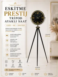 Eskitme Metal Ayaklı Tripod Saat 150 x 45 cm · Model AS-4010E