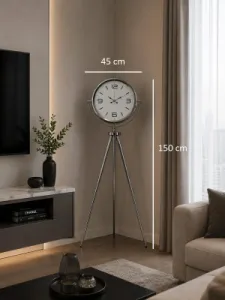 Krom Metal Ayaklı Tripod Saat 150 x 45 cm · Model AS-4008KK
