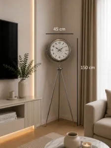 Krom Metal Ayaklı Tripod Saat 150 x 45 cm · Model AS-4019KK
