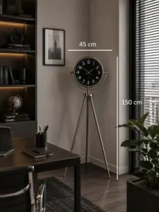 Krom Metal Ayaklı Tripod Saat 150 x 45 cm · Model AS-4031KK