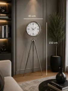 Krom Metal Ayaklı Tripod Saat 150 x 45 cm · Model AS-4050KK