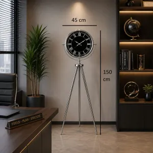 Krom Metal Ayaklı Tripod Saat 150 x 45 cm · Model AS-4051KK