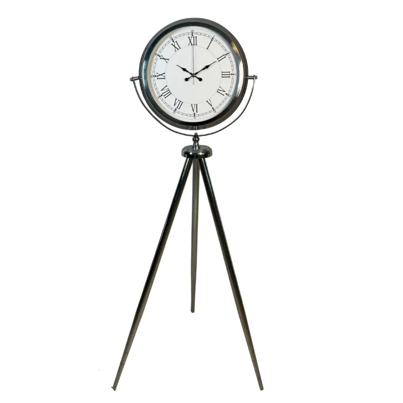 Krom Metal Ayaklı Tripod Saat 150 x 45 cm · Model AS-4055KK