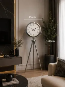 Krom Metal Ayaklı Tripod Saat 150 x 45 cm · Model AS-4055KK