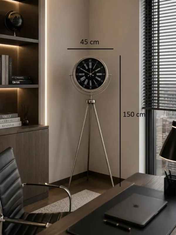 Krom Metal Ayaklı Tripod Saat 150 x 45 cm · Model AS-4059KK