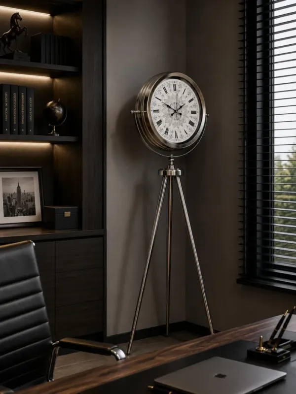 Krom Metal Ayaklı Tripod Saat 150 x 45 cm · Model AS-4062KK