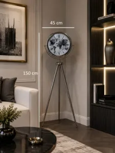 Krom Metal Ayaklı Tripod Saat 150 x 45 cm · Model AS-4064KK