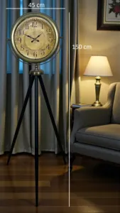 Eskitme Metal Ayaklı Tripod Saat 150 x 45 cm · Model AS-4015E