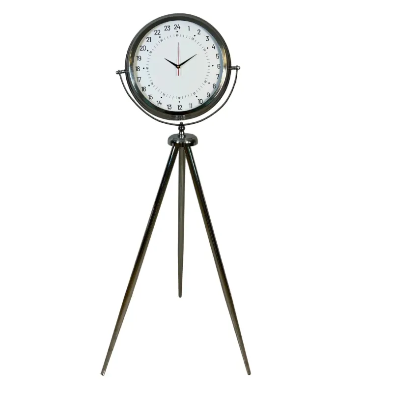 Göstergeli Krom Metal Ayaklı Tripod Saat 150 x 45 cm · Model AS-4097KK