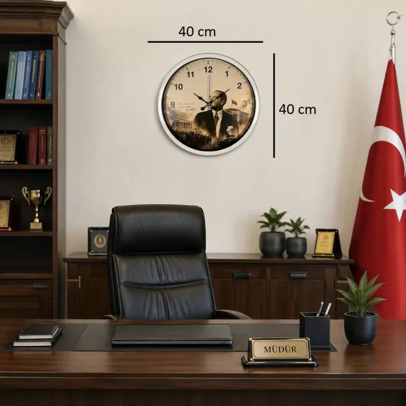 Beyaz Metal Duvar Saati 40 cm · Model 40112W
