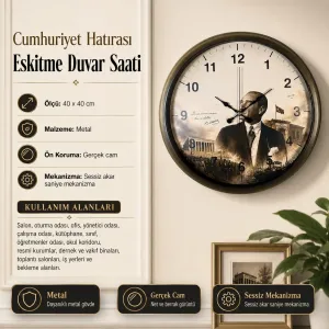 Eskitme Metal Duvar Saati 40 cm · Model 40112E